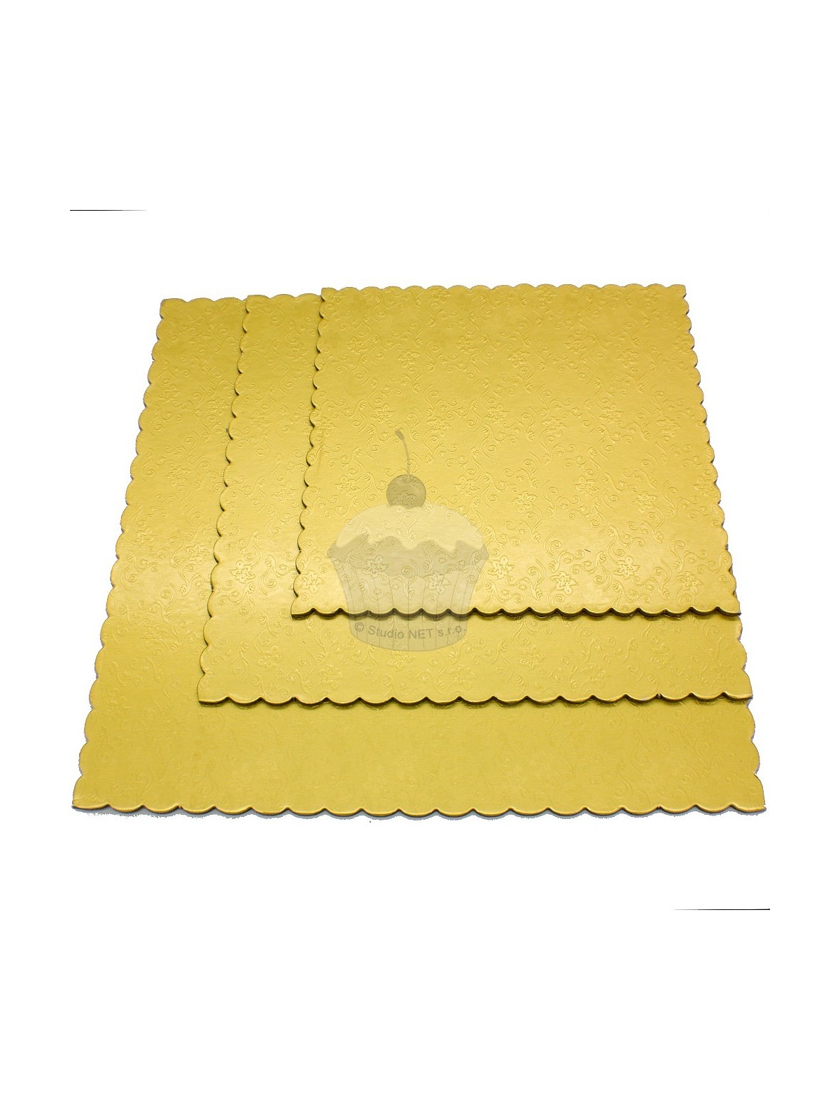 3er Set von Tortenplatten Quadrat - Goldene