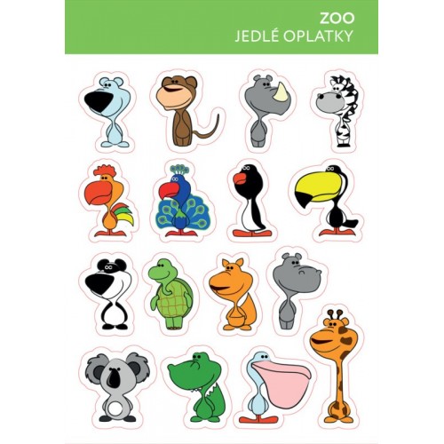 Edible paper Card - Zoo animals - 16 pieces