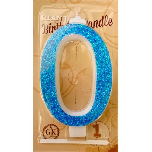 Cake candle large - sparkle blue - 0