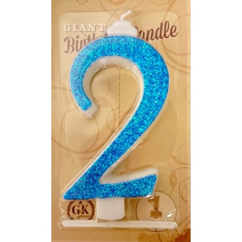 Cake candle large - sparkle blue - 2