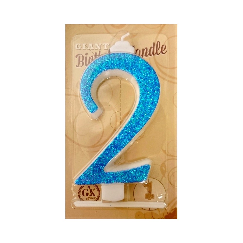 Cake candle large - sparkle blue - 2