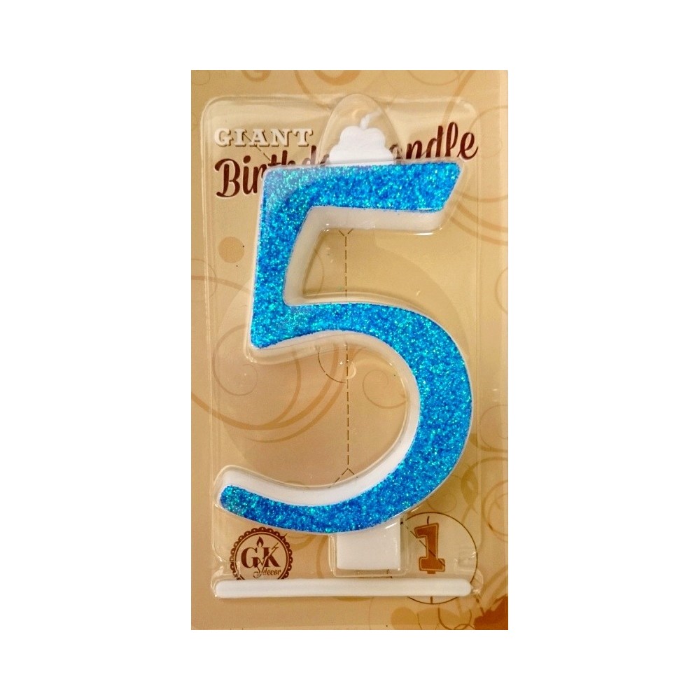 Cake candle large - sparkle blue - 5