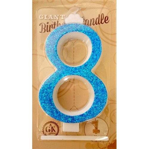 Cake candle large - glitter blue - 8