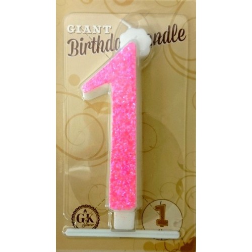 Cake candle large - sparkle pink - 1