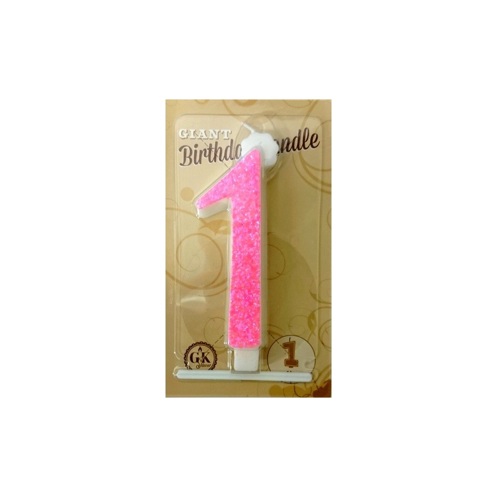 Cake candle large - sparkle pink - 1