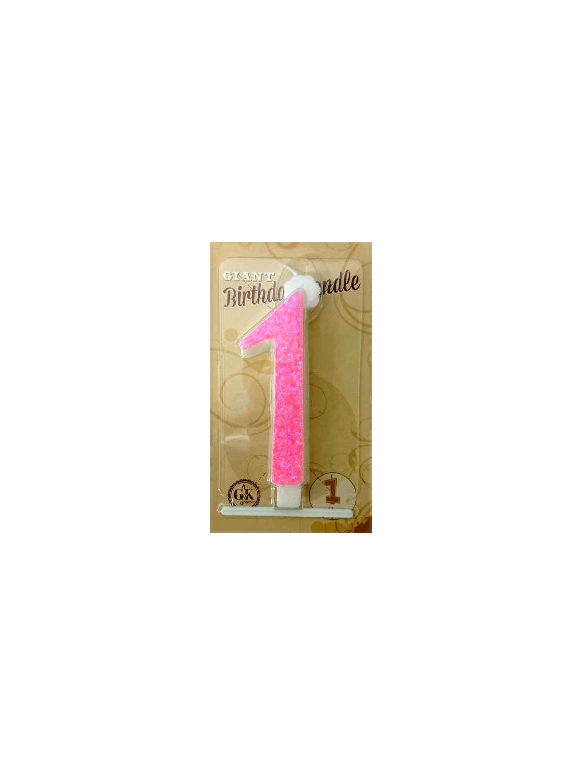 Large birthday candle - pink glitter - 1