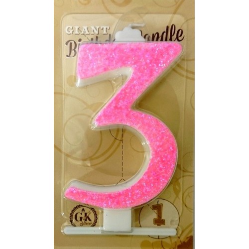 Cake candle large - sparkle pink - 3