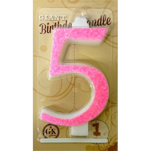 Large cake candle - pink glitter - 5