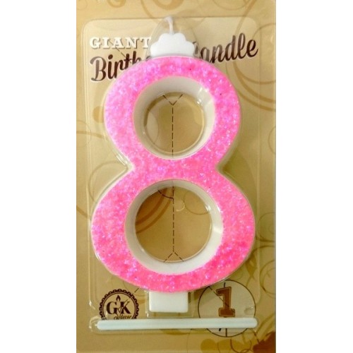 Large Cake Candle - Pink Glitter - 8