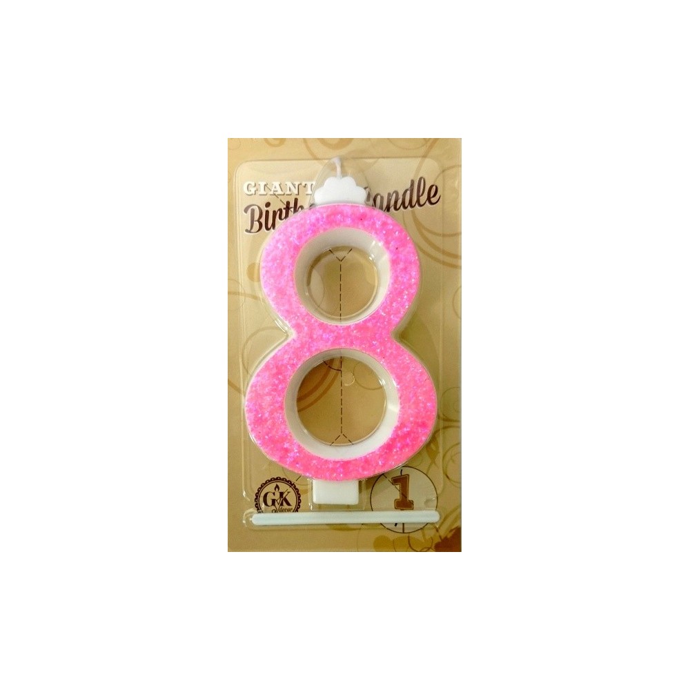 Cake candle large - sparkle pink - 8