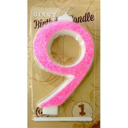 Cake candle large - glitter pink - 9