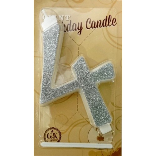 Cake candle large - silver glitter - 4