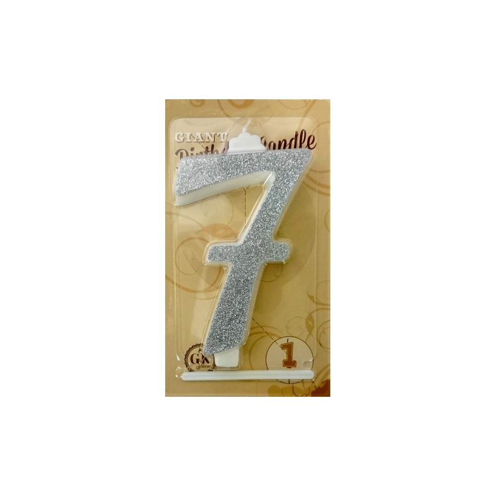 Cake candle large - silver glitter - 7