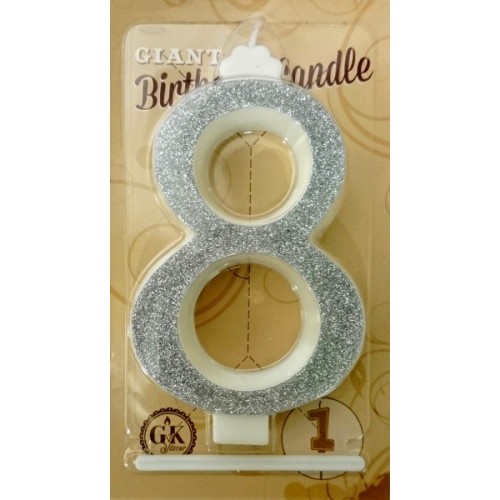 Cake candle large - sparkle silver - 8