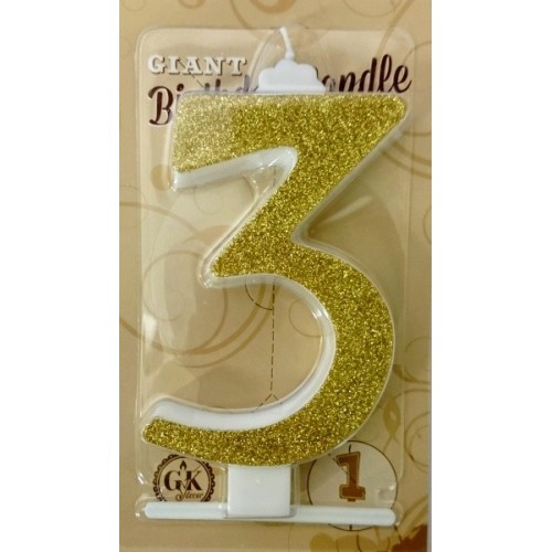 Cake candle large - sparkle gold - 3