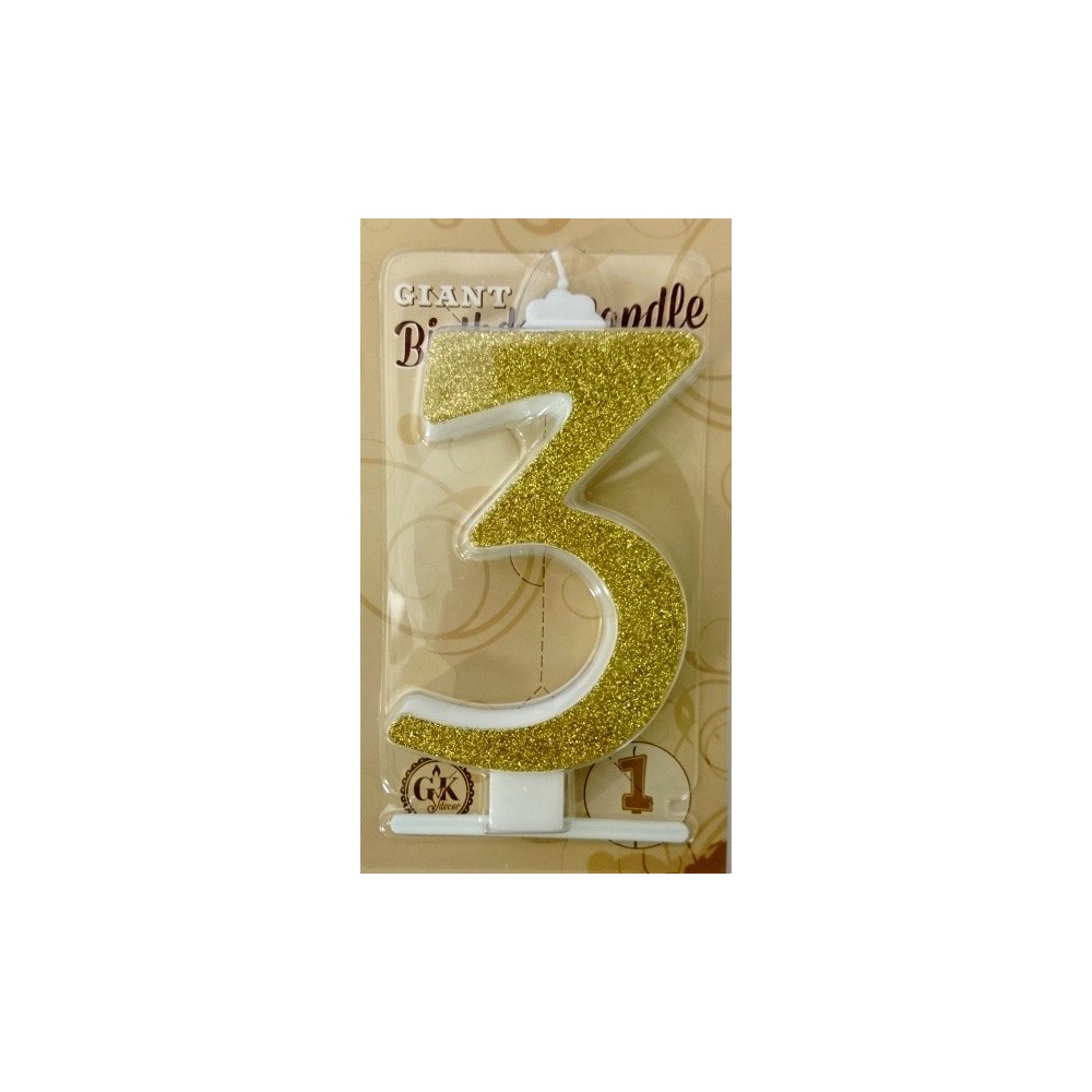 Cake candle large - sparkle gold - 3