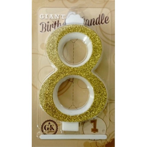 Cake candle large - sparkle gold - 8