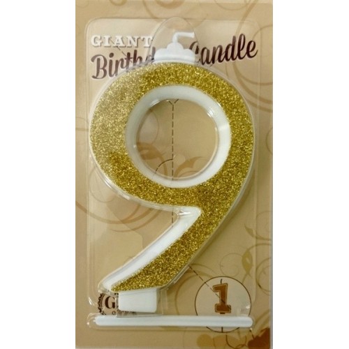 Cake candle large - glitter gold - 9