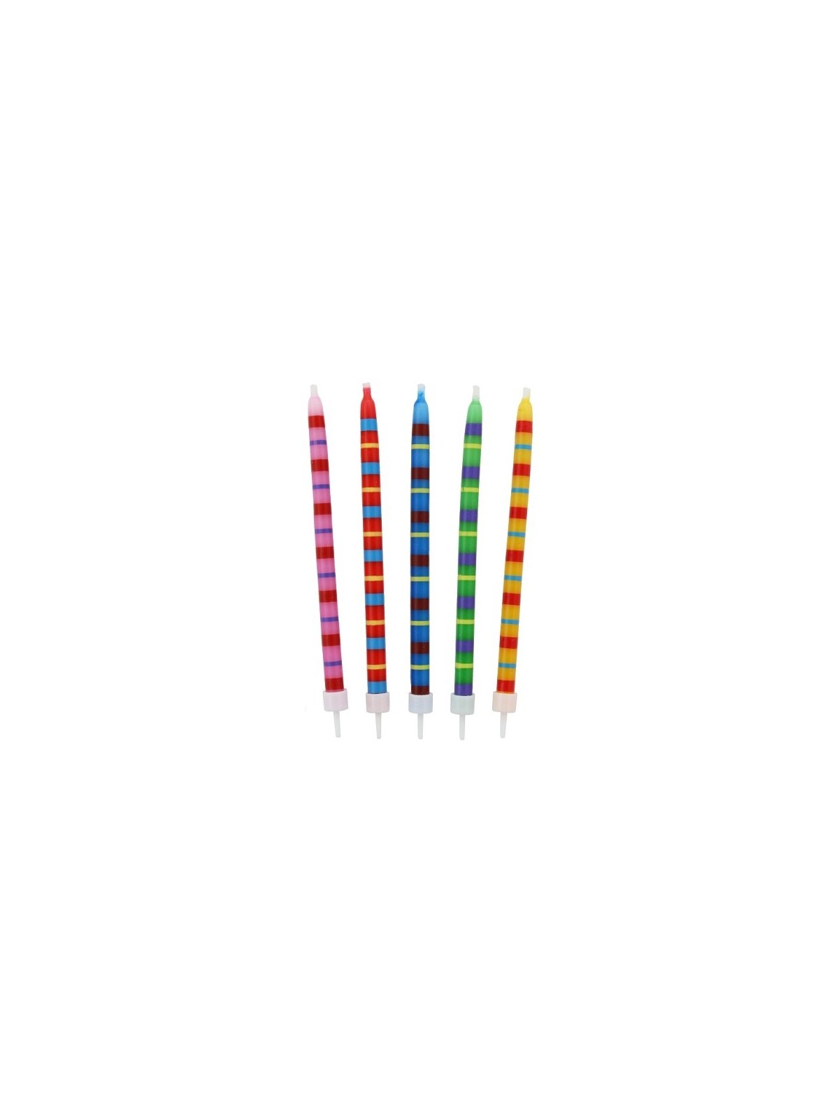 Decorative cake candle tall - stripes - 12pcs