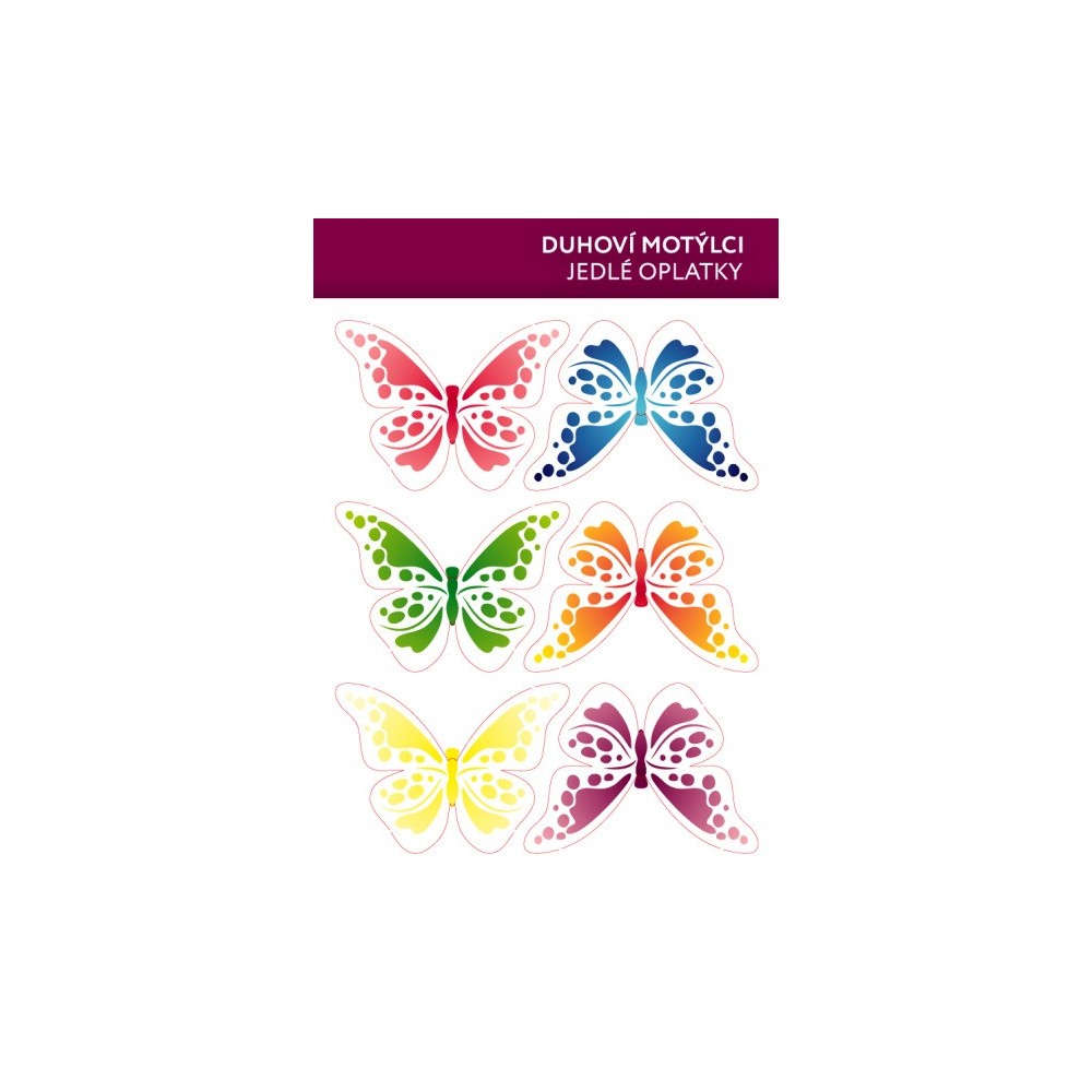 Edible paper Card - Butterfly mix - rainbow - 6 pieces