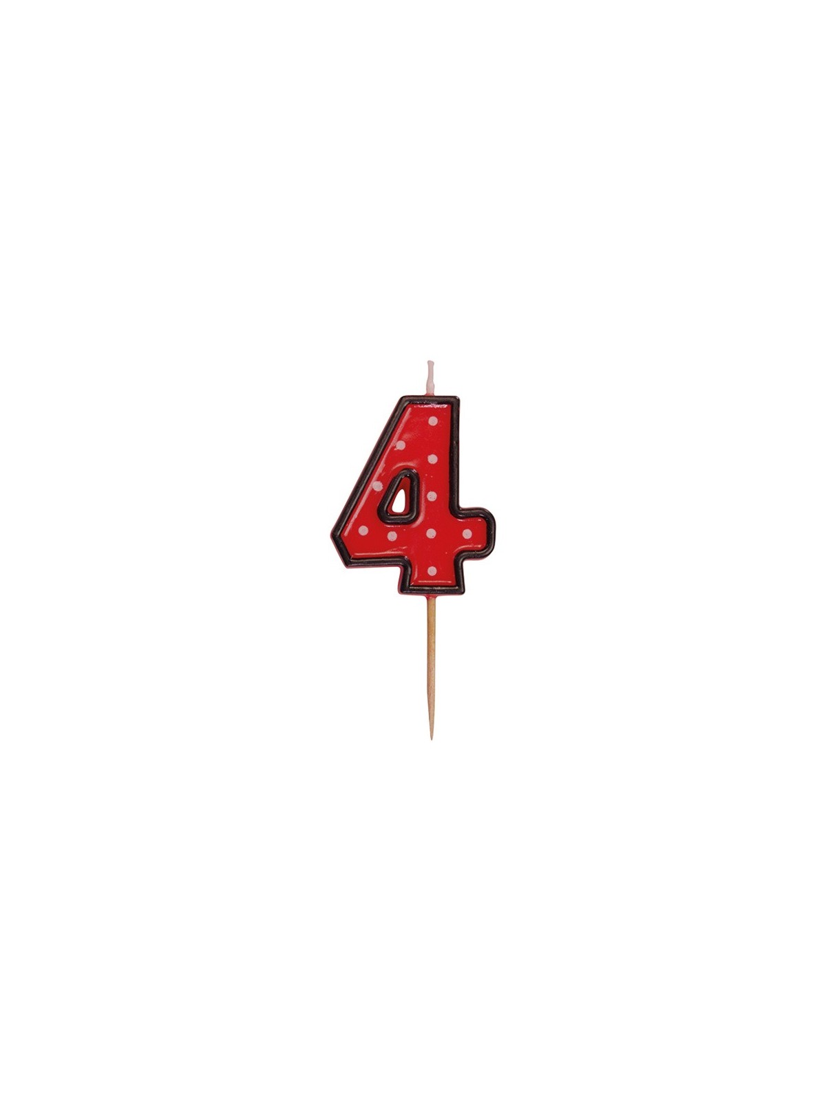 Party Numeral red candle on a stick - 4