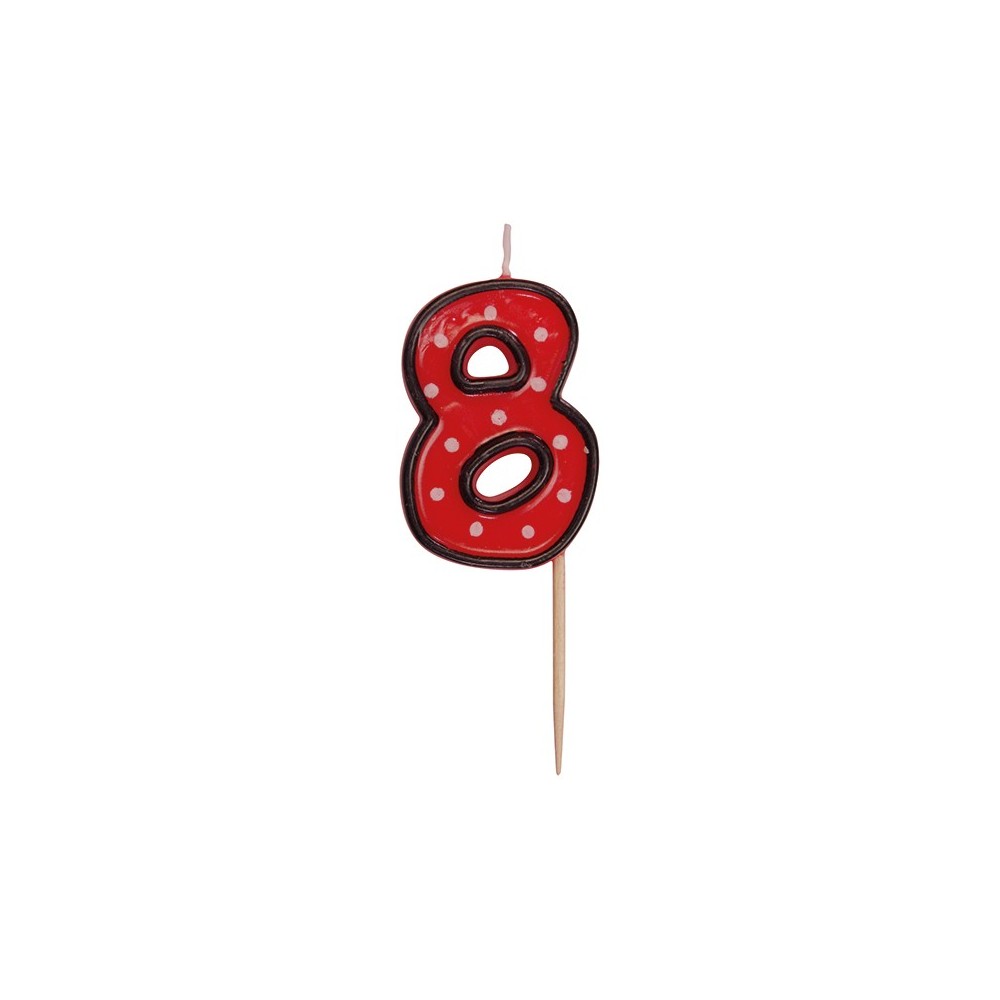 Party Numeral red candle on a stick - 8