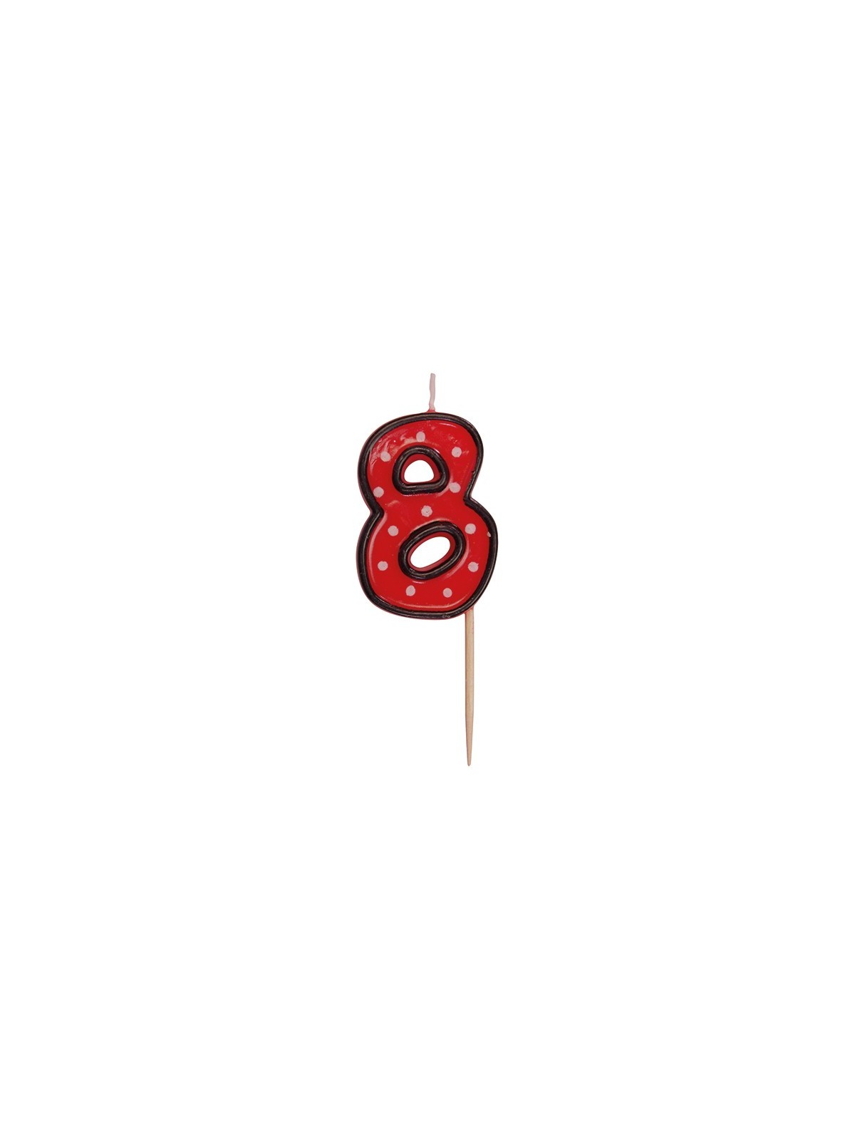 Party Numeral red candle on a stick - 8