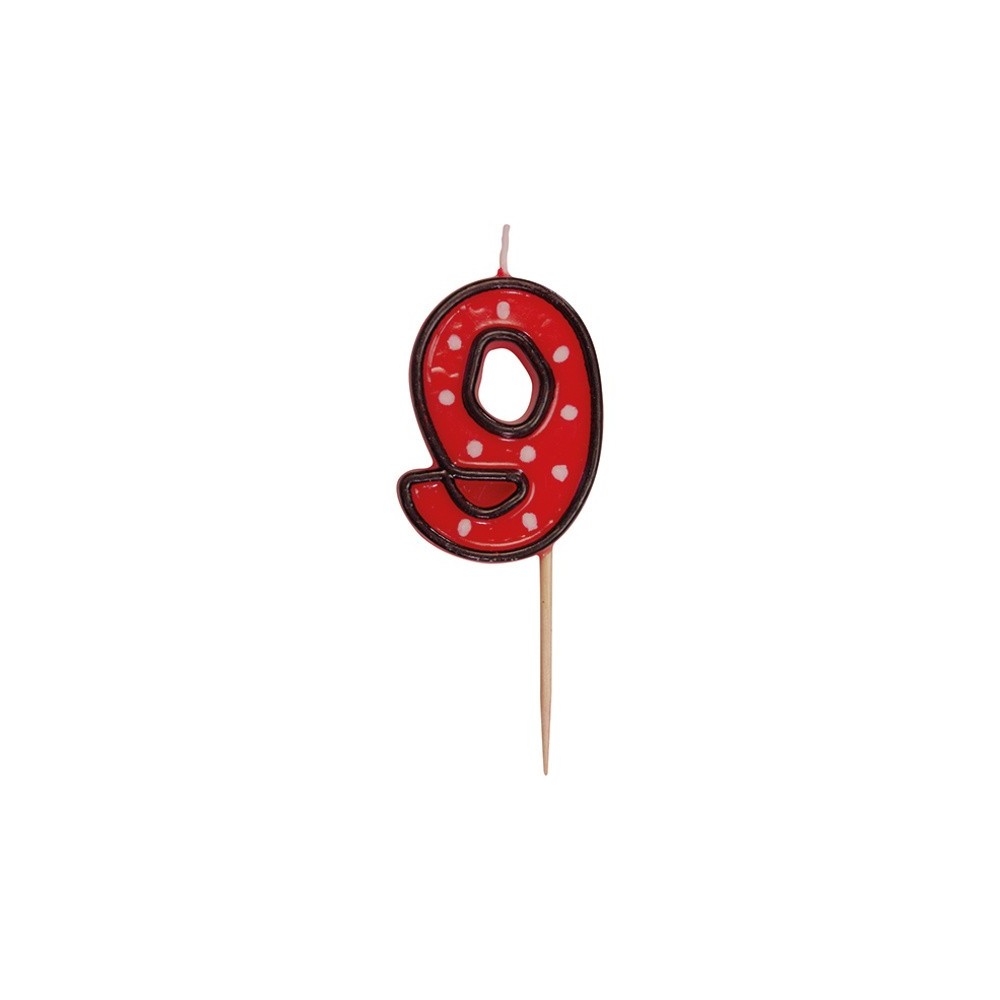 Zahlenkerze rote auf einem Stick - 9