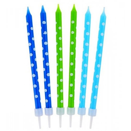 Cake candle Dots - blue - 24pcs