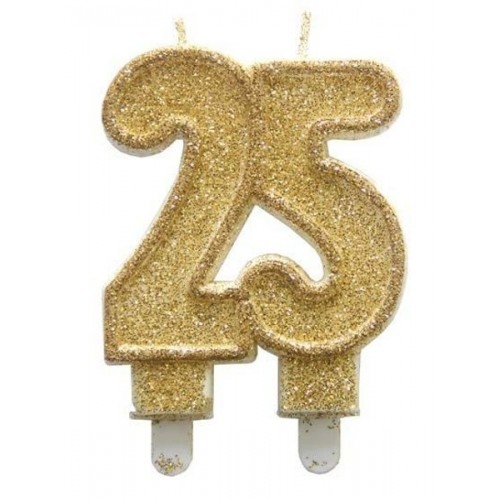 Geburtstag Kerze - Jubiläum Gold - 25.