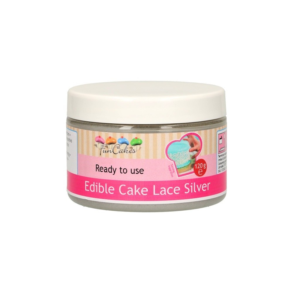 FunCakes  Lace Cake - essbare Spitze bereit -200 g silver