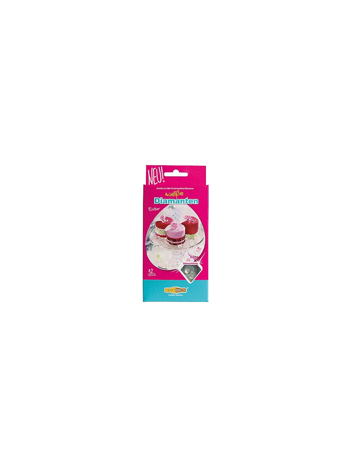 DekoBack - Transparente essbare Zucker-Diamanten 12 Stück/10mm