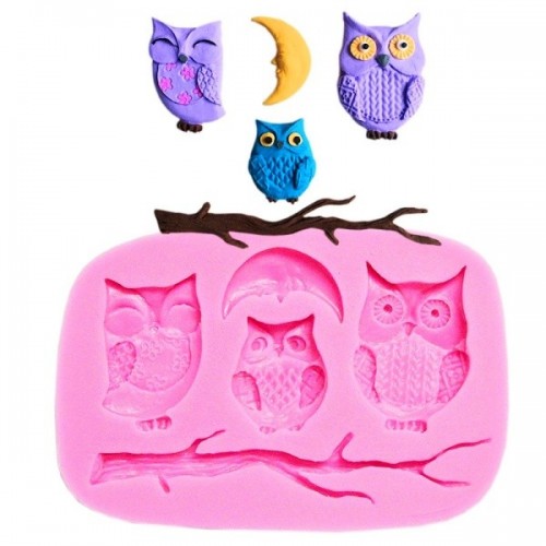 Silicone mold - Owls + branch