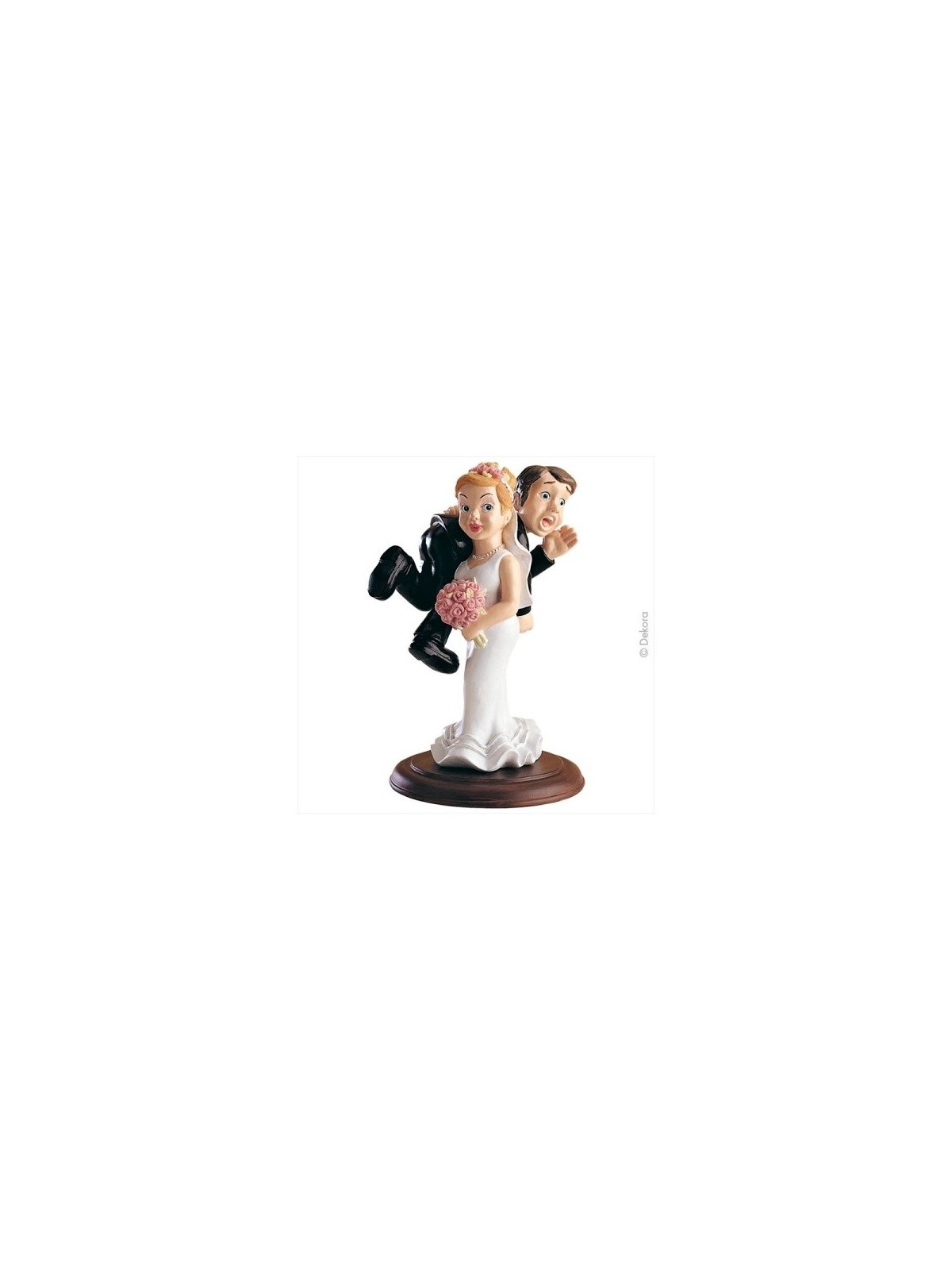 Wedding cake toppers - the bride is abducting the groom