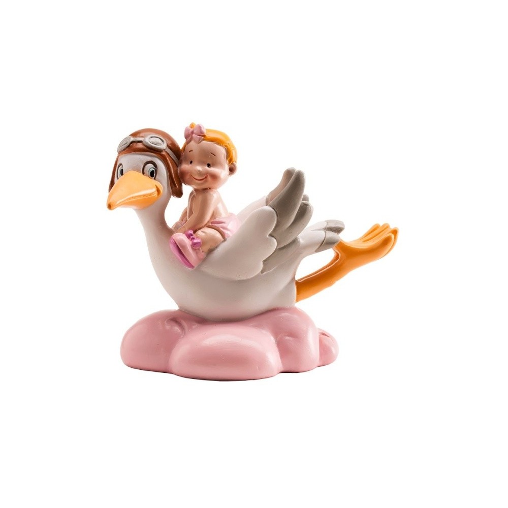 Babygeburt - fliegender Storch - rosa