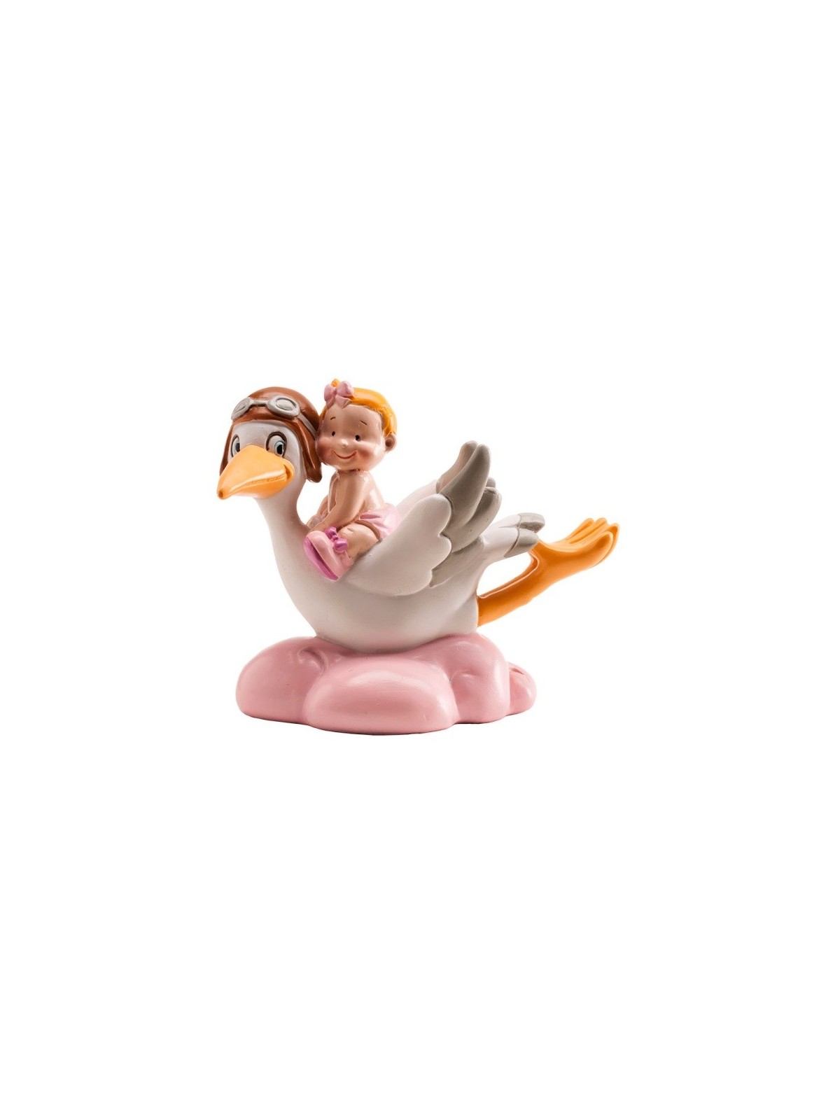 Babygeburt - fliegender Storch - rosa