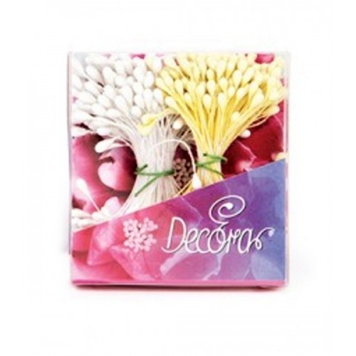 Decora Flower Stamen  - Medium - pearl white / matt yellow 288pcs