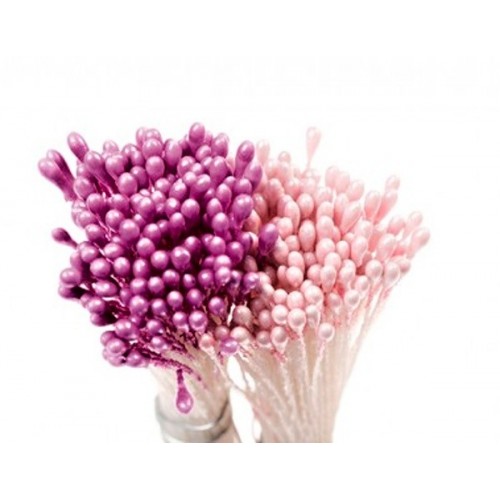 Decora Blumen Stamen - mittel - perlrosa / lila 288pcs