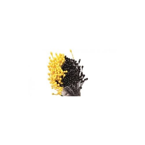 Flower stamens - medium - pearl dark yellow / black 288 pcs