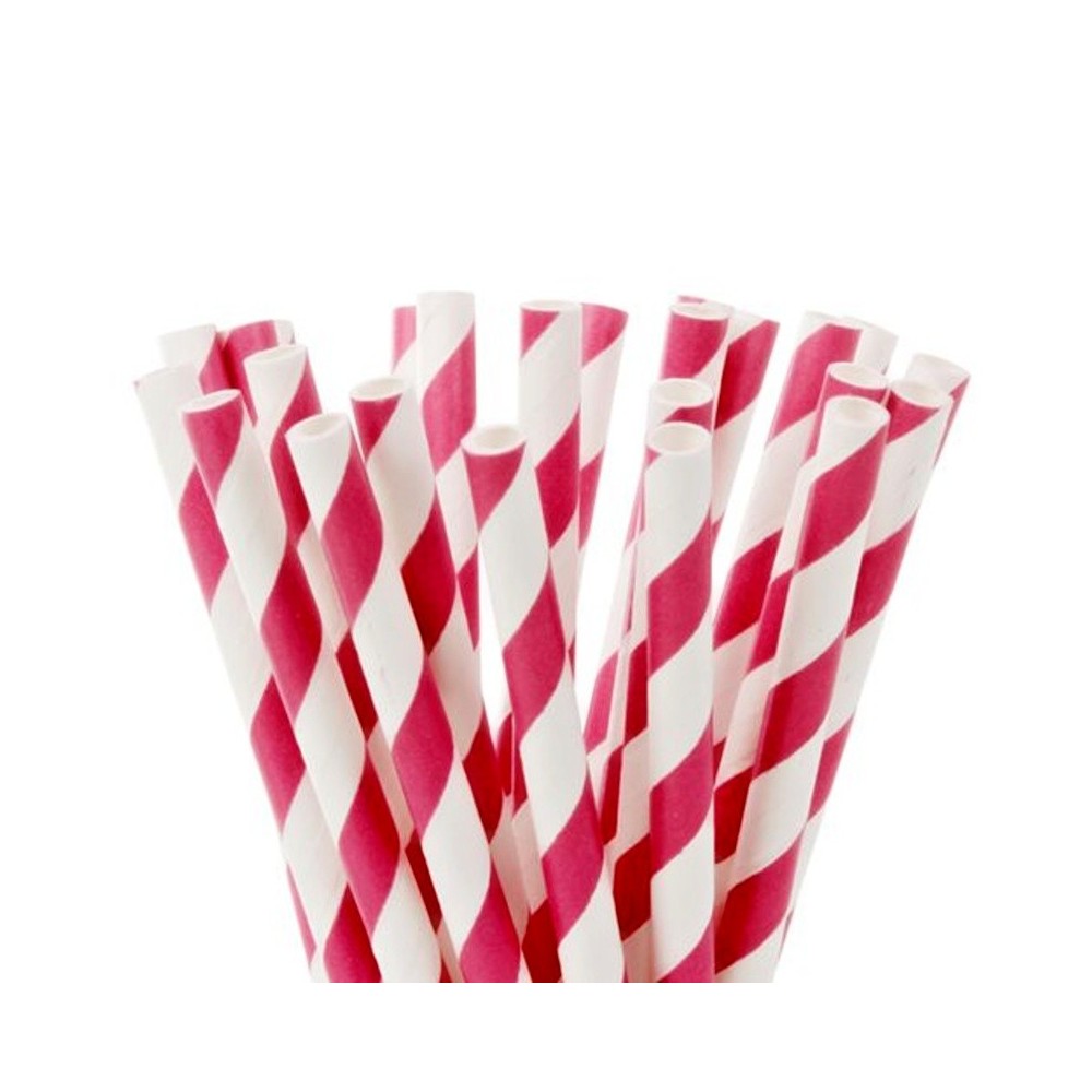 HoM Lollipop Straws - rosa Streifen - 20pc