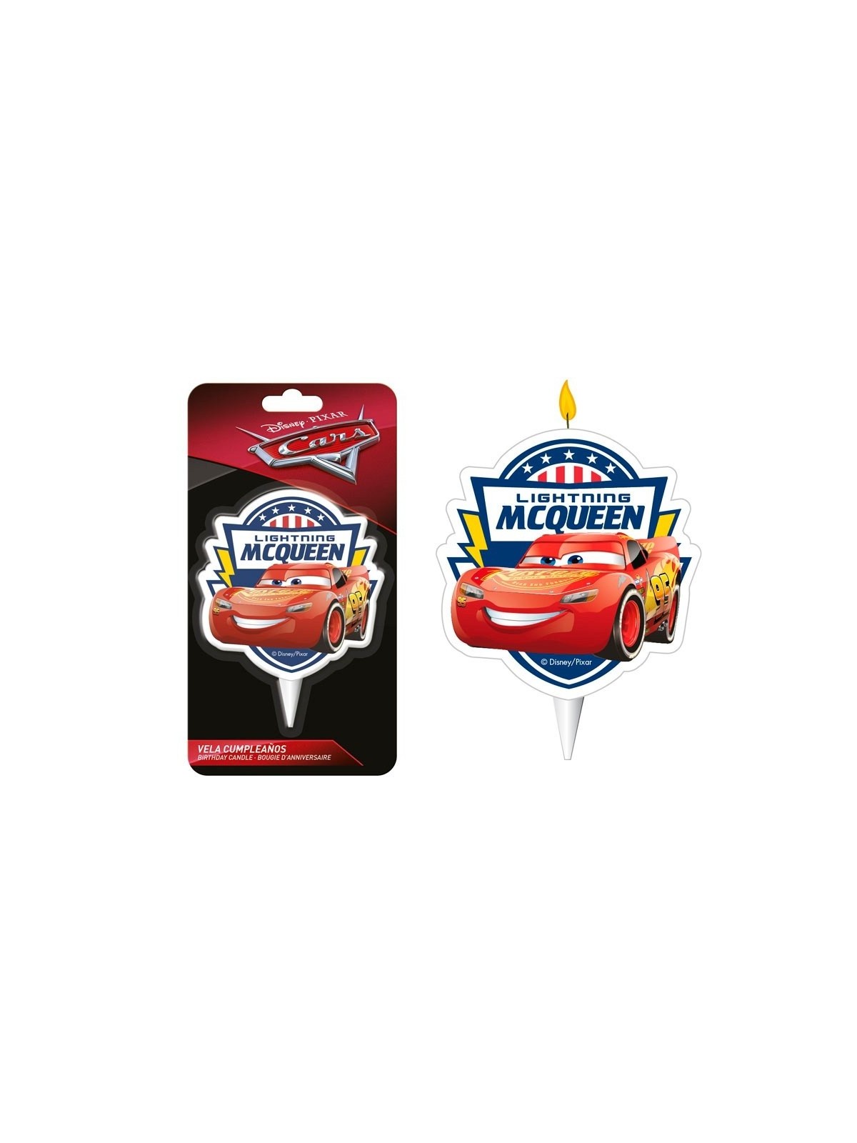 Decorative cake candle - Lightning McQueen 2D - 1pc