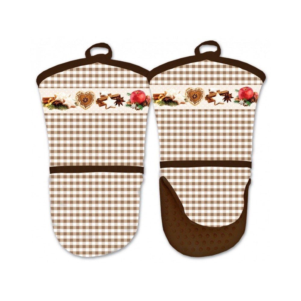 Kitchen gloves with silicone palm - Christmas Brown