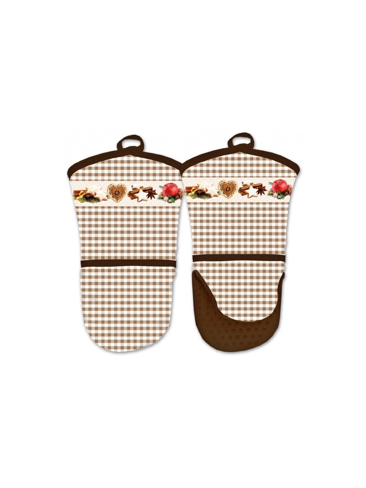 Kitchen gloves with silicone palm - Christmas Brown