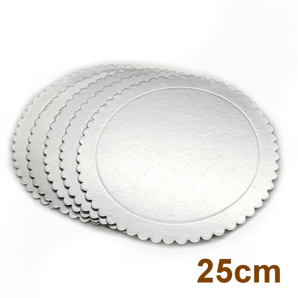 Set of 5pcs pad under silver cake - round - 25cm