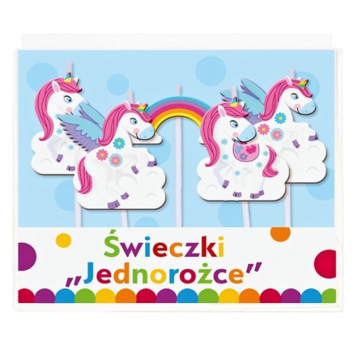 Mini Tortenkerze - Einhorn + Regenbogen - 5 Stück.