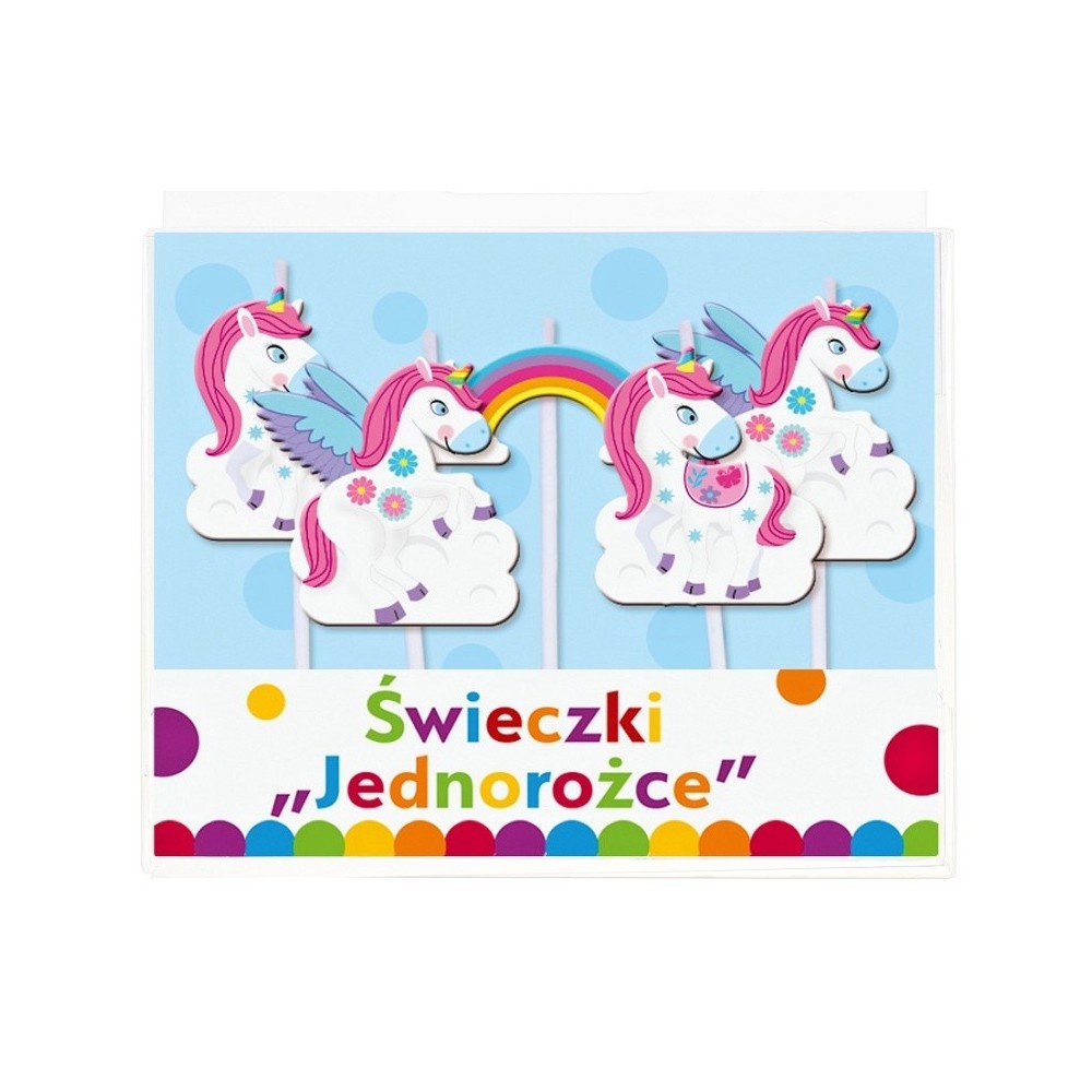 Mini Tortenkerze - Einhorn + Regenbogen - 5 Stück.