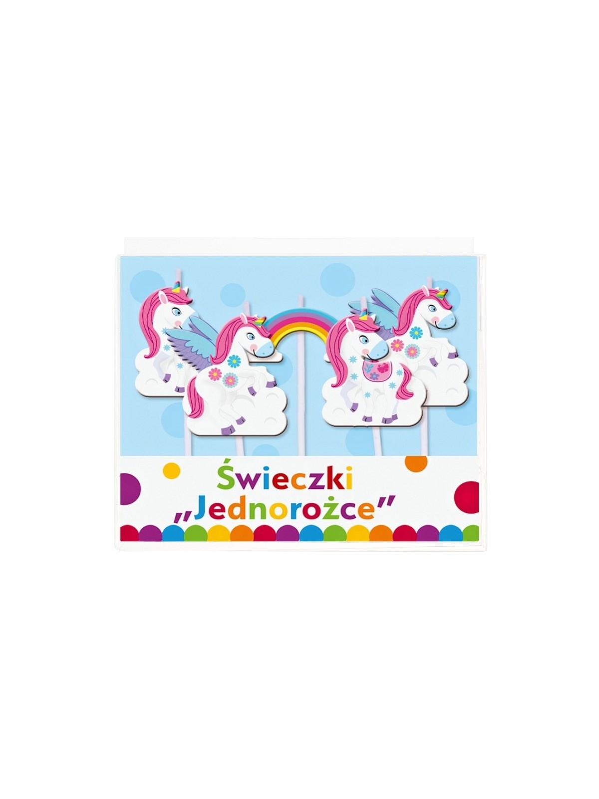 Mini Tortenkerze - Einhorn + Regenbogen - 5 Stück.