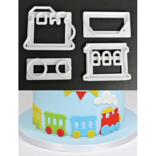 Cookie cutters - locomotive + wagon - 4 pcs