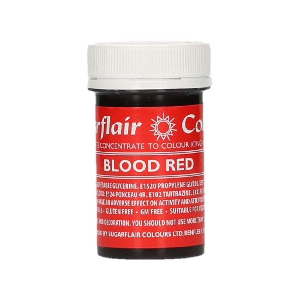 Sugarflair paste colour - gel colour - red - Blood red 25g