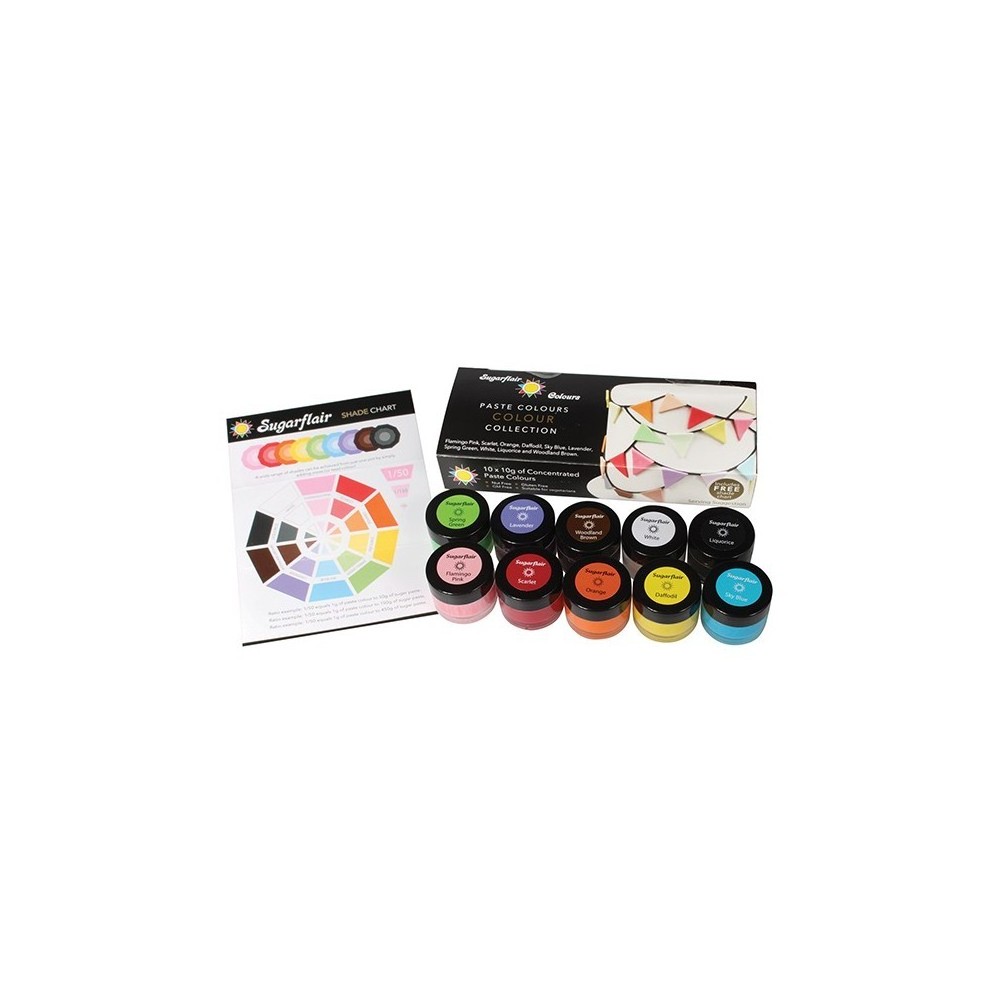 Sugarflair Multi-Paste-Farben-Kollektion Set 10 Stück